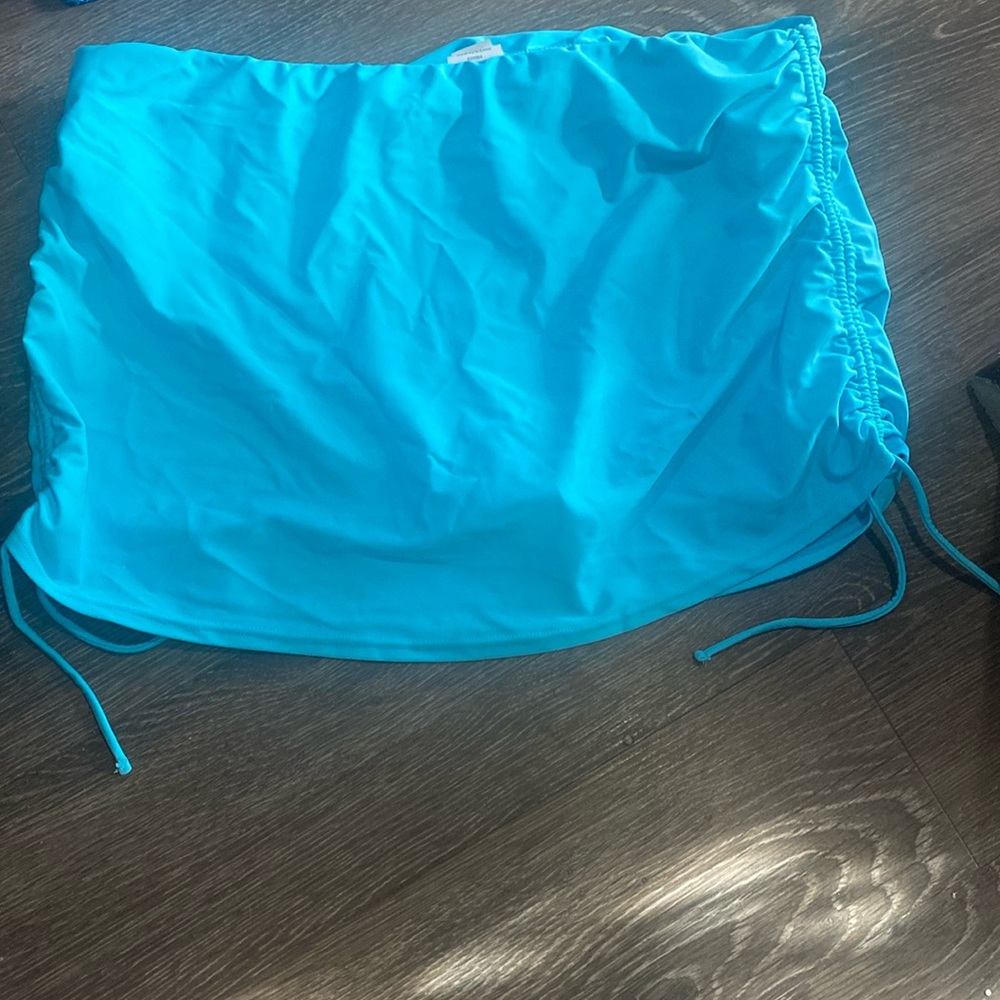 Island Escape Hamptons Plus Size Skortini Swimsuit Bottoms w Skirt 18W Blue New
